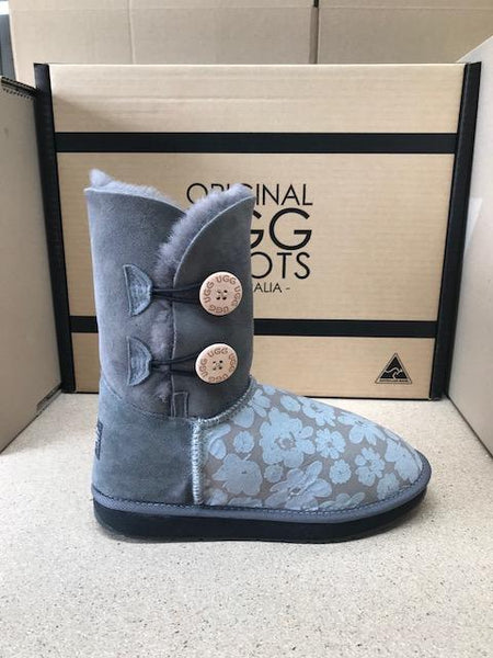 GREY FLOWER DOUBLE BUTTONS