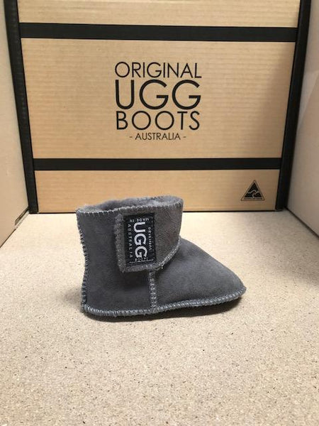 Grey Baby Velcro UGG Boots