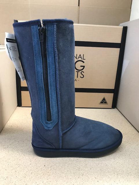 NAVY TALL ZIP BOOTS