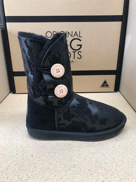BLACK CAMO DOUBLE BUTTON UGG BOOTS