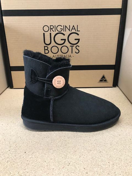 BLACK MINI BUTTON UGG BOOTS