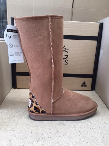 CHESTNUT / LEOPARD TALL UGG BOOTS