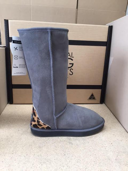 GREY / LEOPARD TALL UGG BOOTS
