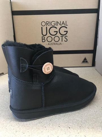 BLACK NAPA MINI BUTTON UGG BOOTS