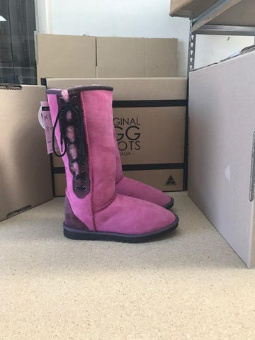 RASPBERRY TALL LACE UP
