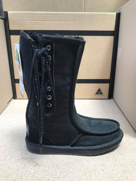 Side Lace Black Tall Boat UGG Boots