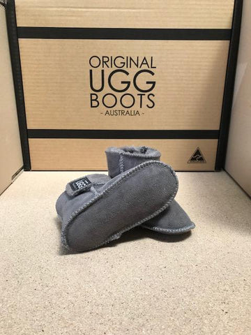 Grey Baby Velcro UGG Boots