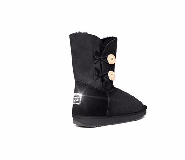 Swarovski Heel Double Button UGG Boots