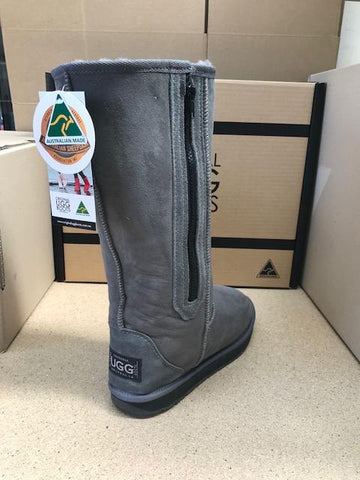 GREY TALL ZIP BOOTS