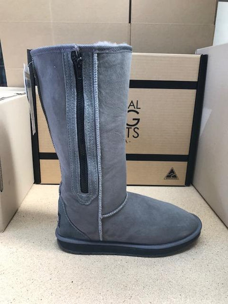 GREY TALL ZIP BOOTS