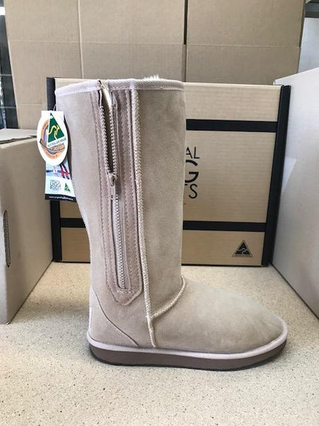 SAND TALL ZIP BOOTS