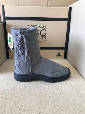 GREY SHORT LACE UP RUGGED UGG BOOTS