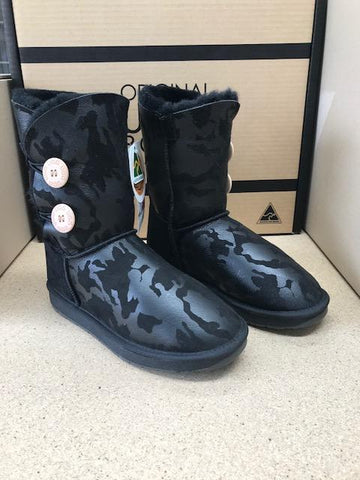 BLACK CAMO DOUBLE BUTTON UGG BOOTS