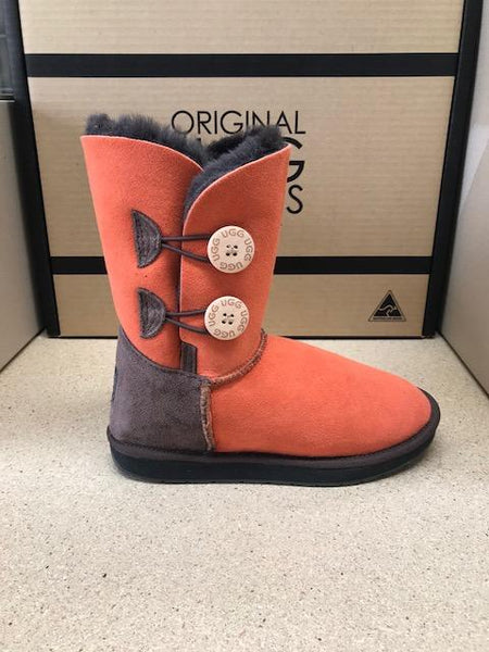 CHOC ORANGE DOUBLE BUTTON UGG BOOTS