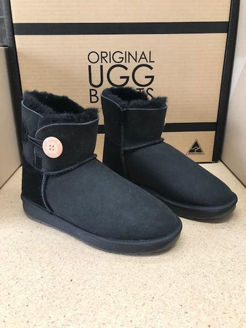 BLACK MINI BUTTON UGG BOOTS
