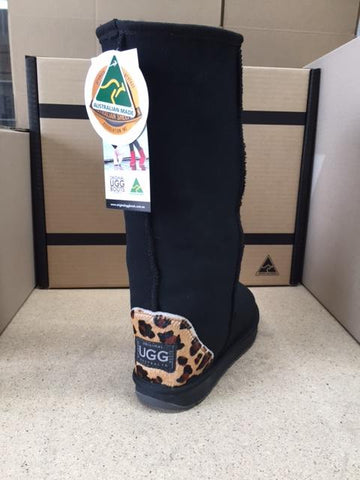 BLACK /LEOPARD TALL UGG BOOTS