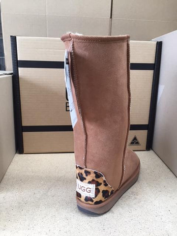 CHESTNUT / LEOPARD TALL UGG BOOTS