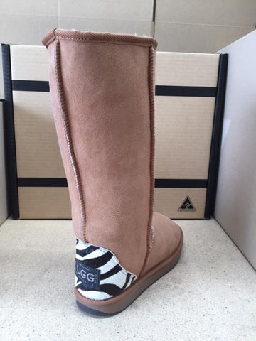 CHESTNUT / ZEBRA TALL UGG BOOTS